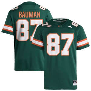 Alex Bauman Hurricanes University College Football Men's #87 Jersey - Green