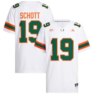 Brock Schott University of Miami Mens #19 Player College Football Jersey - White
