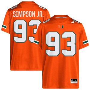 Donta Simpson Hurricanes Men's Embroidery College Football #93 Jersey - Orange