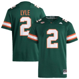 Jordan Lyle University of Miami Mens #2 College Football Official Jersey - Green