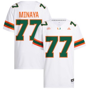 Juan Minaya Miami College Football Men's #77 NCAA Jersey - White