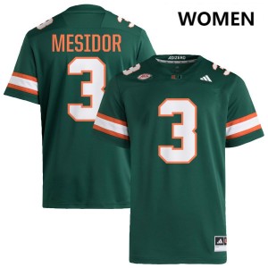 Akheem Mesidor Hurricanes College Football #3 Women University Jersey - Green