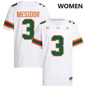 Akheem Mesidor Miami Hurricanes College Football 2025 Women #3 Jerseys - White