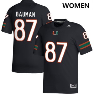 Alex Bauman Hurricanes College Football Women Replica #87 Jerseys - Black