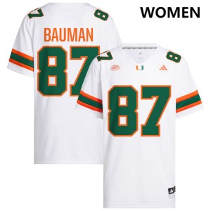 Alex Bauman Hurricanes Women Official #87 College Football Jerseys - White
