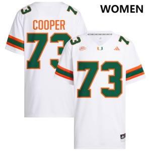 Anez Cooper Hurricanes Player #73 College Football Womens Jerseys - White