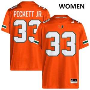 Booker Pickett Jr. Hurricanes 2025 Women's #33 College Football Jerseys - Orange