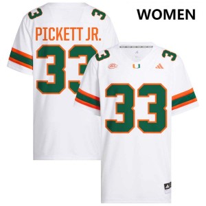 Booker Pickett Jr. University of Miami #33 Women College Football Alumni Jersey - White