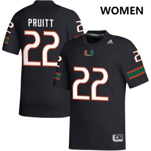 Cam Pruitt Hurricanes NCAA Womens #22 College Football Jersey - Black