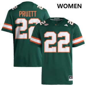 Cam Pruitt Miami College Football #22 Alumni Women's Jerseys - Green