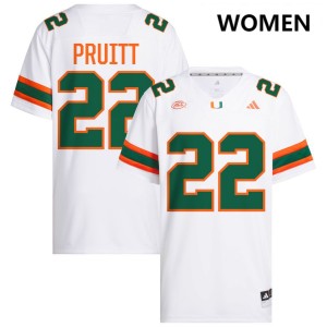 Cam Pruitt University of Miami Stitched College Football #22 Womens Jersey - White