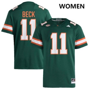 Carson Beck Hurricanes #11 Women's College Football Stitched Jerseys - Green