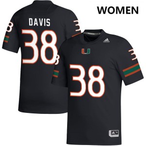 Carter Davis Miami #38 Limited Women's College Football Jersey - Black