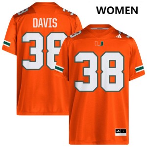 Carter Davis Miami Women #38 College Football Embroidery Jerseys - Orange