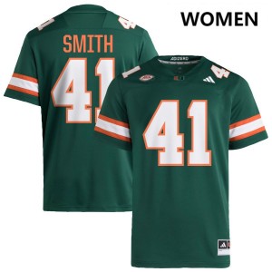 Chase Smith Miami Hurricanes #41 College Football Embroidery Women's Jersey - Green