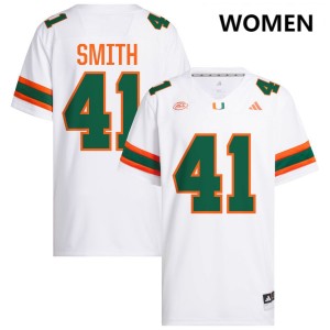 Chase Smith Miami #41 Limited Womens College Football Jerseys - White
