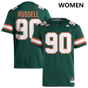 Daylen Russell Miami College Football Player Women's #90 Jerseys - Green