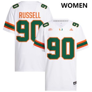 Daylen Russell The U #90 Women's Replica College Football Jerseys - White