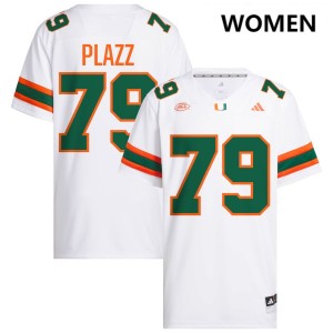 Deryc Plazz Miami Hurricanes #79 Women's College Football Embroidery Jerseys - White