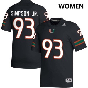 Donta Simpson Miami College Football Stitched Womens #93 Jerseys - Black