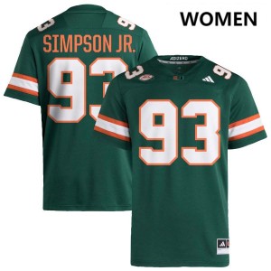 Donta Simpson Hurricanes Womens University #93 College Football Jersey - Green