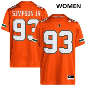 Donta Simpson Miami College Football Womens High School #93 Jersey - Orange