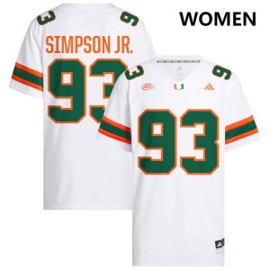 Donta Simpson Hurricanes #93 Embroidery Women College Football Jersey - White