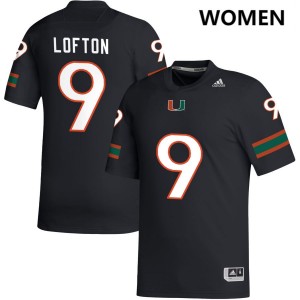 Elija Lofton University of Miami 2025-26 Women's #9 College Football Jerseys - Black