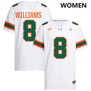 Emory Williams Hurricanes Limited College Football Women's #8 Jerseys - White