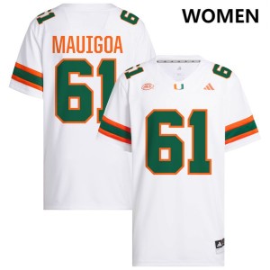 Francis Mauigoa Miami Hurricanes Women's #61 Embroidery College Football Jerseys - White