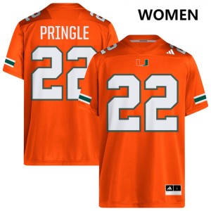 Girard Pringle Jr. Hurricanes Women's #22 2025 College Football Jerseys - Orange