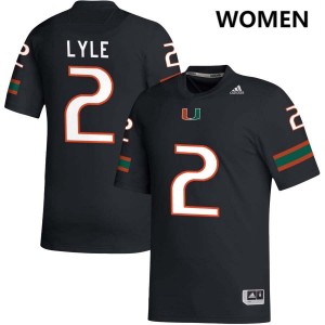 Jordan Lyle Miami Hurricanes College Football Women Official #2 Jerseys - Black