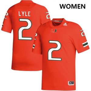 Jordan Lyle Miami 2025-26 College Football Womens #2 Jersey - Orange