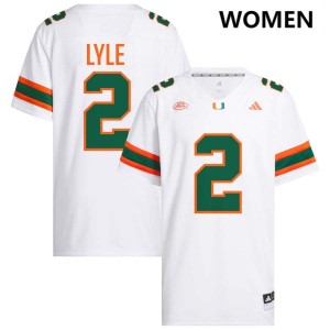 Jordan Lyle University of Miami 2025 College Football Women's #2 Jersey - White