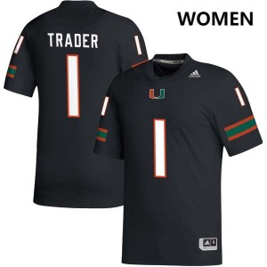Joshisa Trader Miami Hurricanes #1 College Football Women's Game Jersey - Black