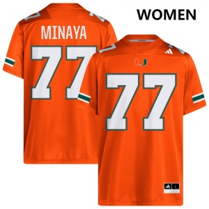 Juan Minaya Miami #77 College Football Womens NCAA Jerseys - Orange