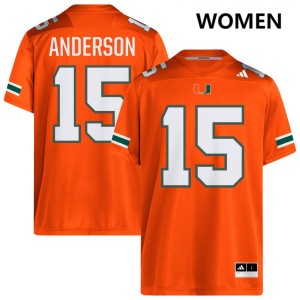 Judd Anderson Miami Hurricanes #15 Player Women's College Football Jerseys - Orange