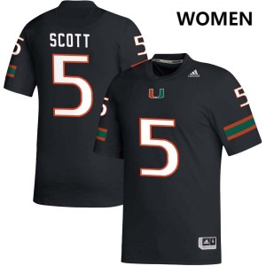 Justin Scott The U Women College Football #5 Official Jerseys - Black