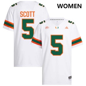 Justin Scott Miami #5 College Football Player Women Jersey - White