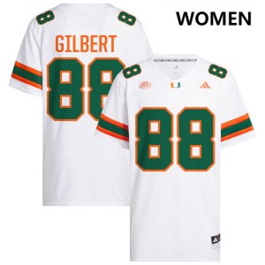 Luka Gilbert Miami NCAA College Football #88 Women Jersey - White