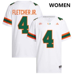Mark Fletcher Jr. Miami #4 2025-26 Women College Football Jersey - White
