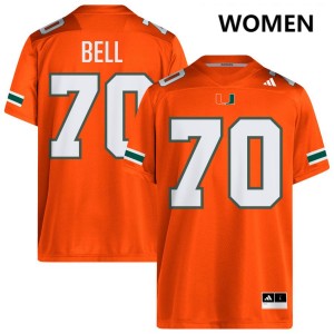 Markel Bell Miami 2025 #70 College Football Womens Jersey - Orange