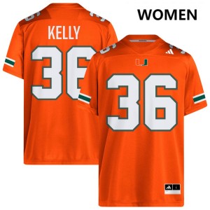 Nick Kelly Miami College Football Game #36 Women's Jerseys - Orange