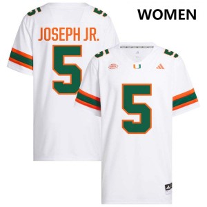 Ray Ray Joseph Jr. Hurricanes #5 Player College Football Women's Jersey - White