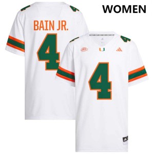 Rueben Bain Jr. University of Miami #4 College Football Women Replica Jersey - White