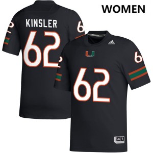 Tommy Kinsler IV Miami College Football #62 Women NCAA Jerseys - Black