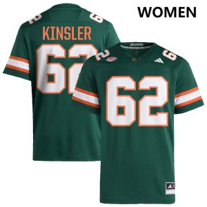 Tommy Kinsler IV Miami Women's Official College Football #62 Jersey - Green