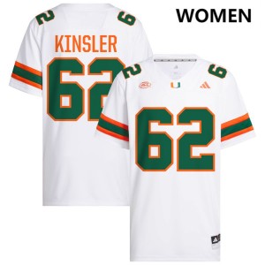 Tommy Kinsler IV Miami 2025-26 College Football #62 Womens Jerseys - White