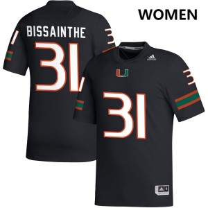 Wesley Bissainthe University of Miami Embroidery #31 Womens College Football Jersey - Black