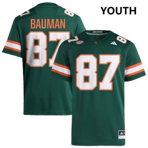 Alex Bauman Miami Stitched #87 College Football Youth Jerseys - Green